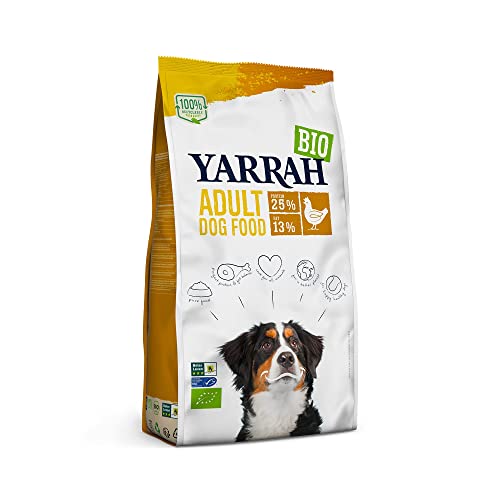 YARRAH Adult Nahrhaftes Bio-Trockenfutter für Hunde – für alle Erwachsenen Hunde | Exquisite Biologische Hundebrocken mit Huhn, 15kg | 100% biologisch & frei von künstlichen Zusätzen von Yarrah