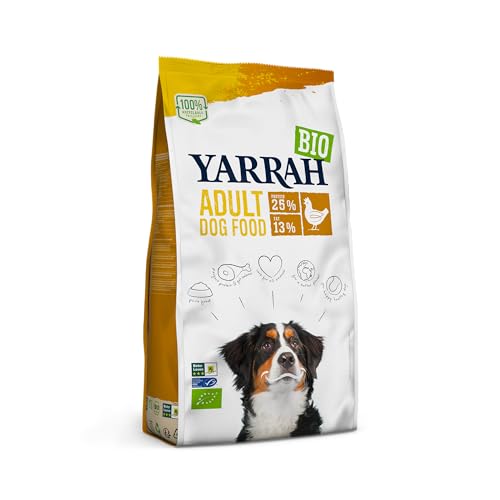 YARRAH Adult Nahrhaftes Bio-Trockenfutter für Hunde – für alle Erwachsenen Hunde | Exquisite Biologische Hundebrocken mit Huhn, 15kg | 100% biologisch & frei von künstlichen Zusätzen von Yarrah