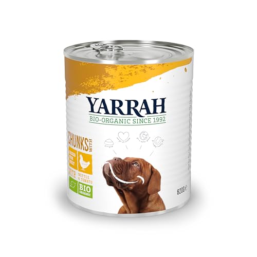 YARRAH Bio Hundefutter Bröckchen Huhn, Brennessel, Tomate 820 g, 6er Pack (6 x 820 g) von Yarrah