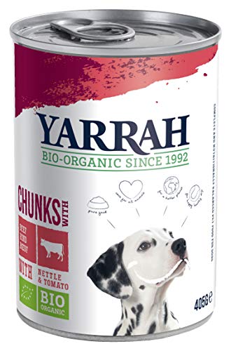 YARRAH Bio Hundefutter Bröckchen Huhn, Rind, Brennessel, Tomate 405g, 12er Pack (12 x 405 g) von Yarrah