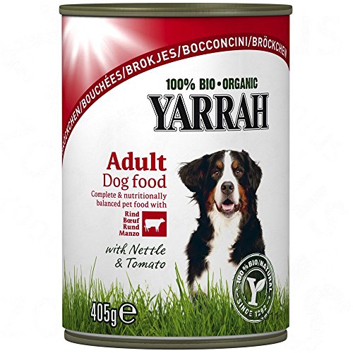 YARRAH Bio Hundefutter Bröckchen Huhn, Rind, Brennessel, Tomate 405g, 12er Pack (12 x 405 g) von YARRAH