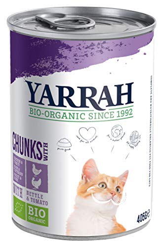 YARRAH Bio Katzenfutter Bröckchen Huhn und Truthahn 405g, 12er Pack (12 x 405 g) von YARRAH