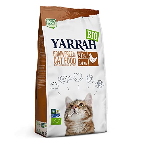 YARRAH Bio Katzenfutter trocken | getreidefrei | Hochwertiges Premium Trockenfutter für Katzen | Hoher Nährstoffanteil | Futter für Katzen jeden Alters mit Bio-Huhn und MSC Fisch, 2.4kg von Yarrah