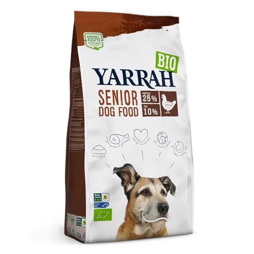 YARRAH Senior Nahrhaftes Bio-Trockenfutter für Hunde – für ältere Hunde Aller Rassen | Exquisite Biologische Hundebrocken mit Huhn ohne Getreide, 2kg | 100% biologisch & frei von künstlichen Zusätzen von Yarrah