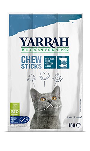 YArbre Kaustäbchen mit Seegras und Spirulina für Katzen, 10 x 15 g von Yarrah