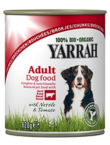 Yarrah 24er-VE Bio Hundefutter Feucht Bröckchen Huhn & Rind mit Brennessel 820g von Yarrah