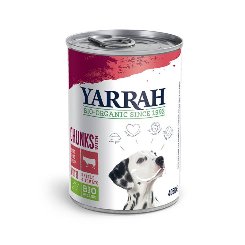 Yarrah Bio Chunks in Soße Hundefutter - Dosen - Rind - 6 x 820 g von Yarrah