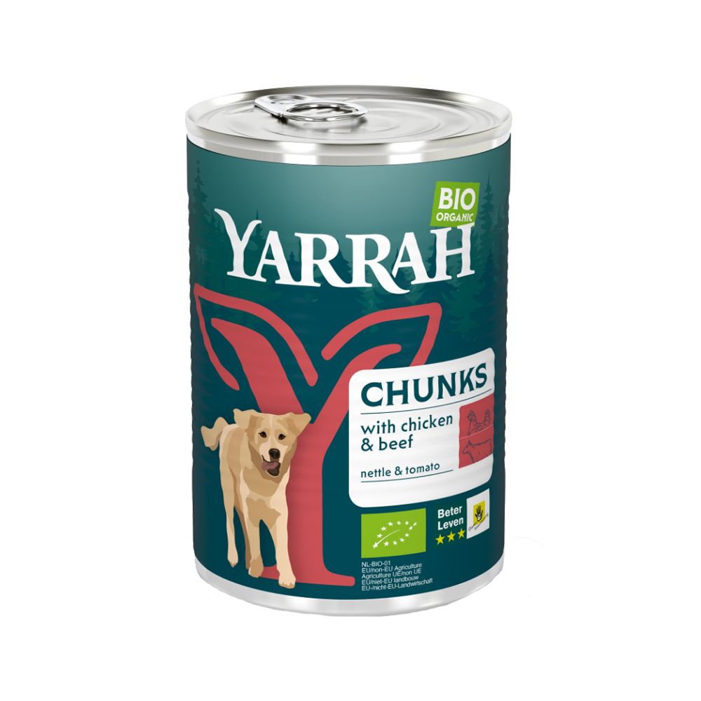 Yarrah Bio Chunks in Soße Hundefutter - Dosen - Rind und Huhn - 6 x 820 g von Yarrah