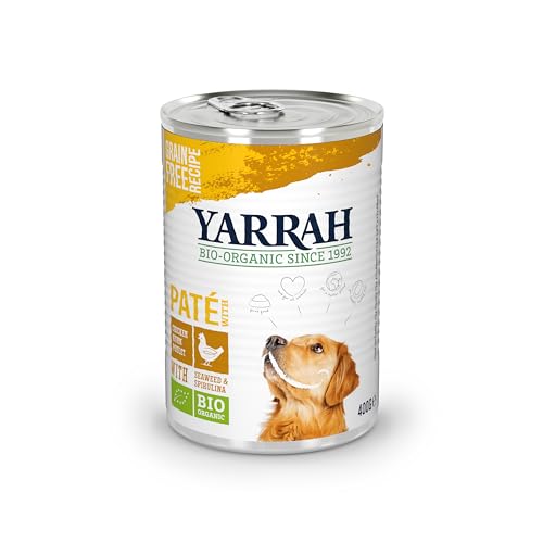 YARRAH Bio Hundefutter Pate Huhn, Spirulina, Seetang 400 g, 12er Pack (12 x 400 g) von YARRAH