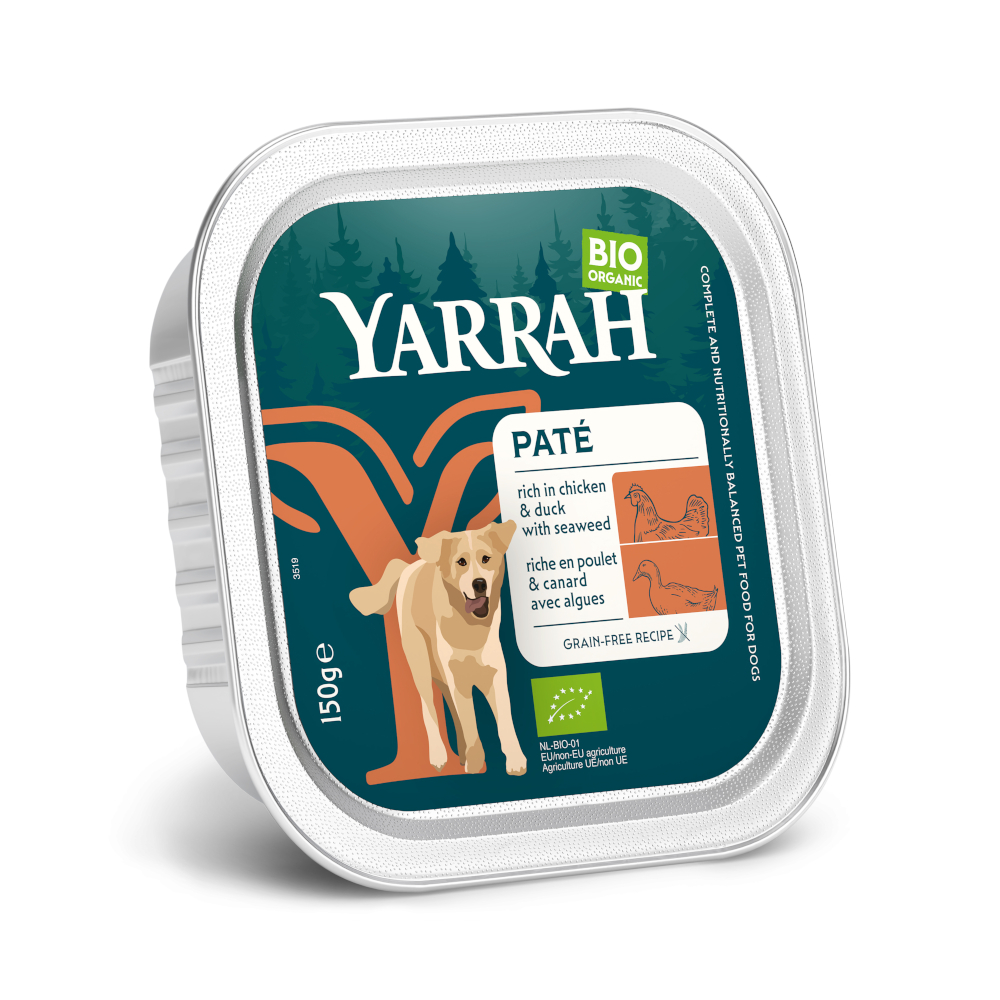 Yarrah Bio Paté 12 x 150 g - Bio-Huhn mit Bio-Ente & Bio-Meeresalgen von Yarrah
