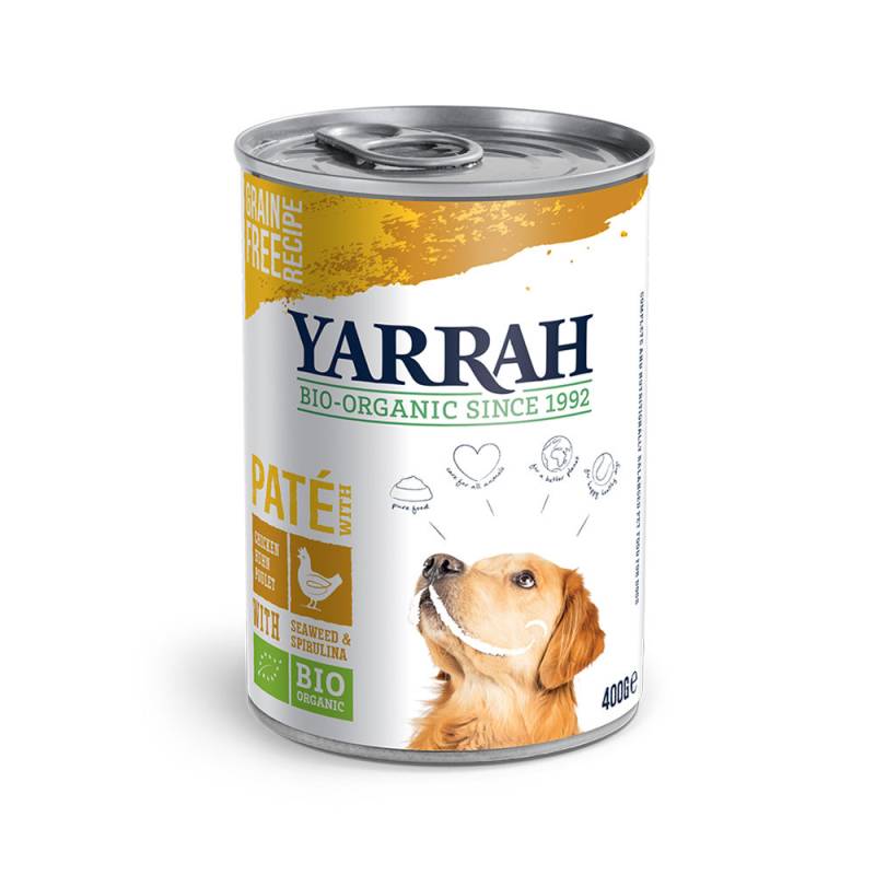 Yarrah Bio Paté Hundefutter - Dosen - Huhn mit Spirulina und Meeresalgen - 12 x 400 g von Yarrah