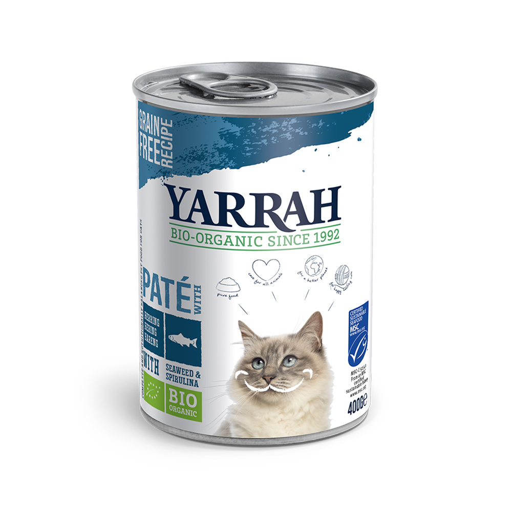 Yarrah Bio Paté Katzenfutter - Dosen - Fish mit Spirulina und Meeresalgen - 12 x 400 g von Yarrah