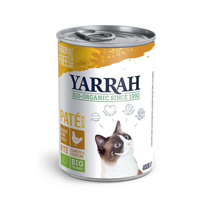 Yarrah Bio Paté Katzenfutter - Dosen - Huhn mit Spirulina und Meeresalgen - 12 x 400 g von Yarrah