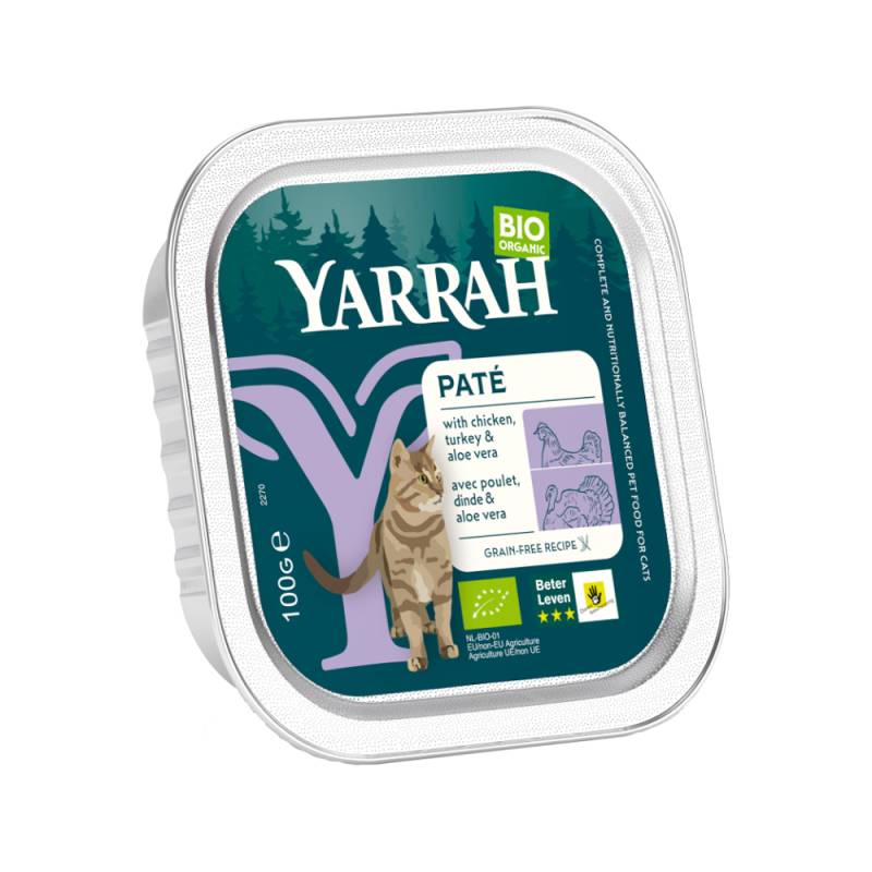Yarrah Bio Paté Katzenfutter - Schälchen - Huhn und Truthahn - 16 x 100 g von Yarrah