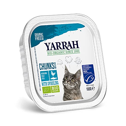 Yarrah Bröckchen Fisch 100g Bio Katzenfutter, 16er Pack (16 x 0.1 kg) von Yarrah