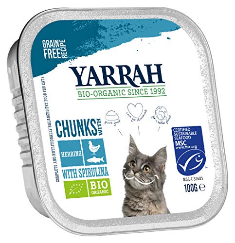 Yarrah Bröckchen Fisch 100g Bio Katzenfutter, 16er Pack (16 x 0.1 kg) von Yarrah