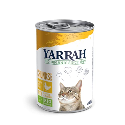 Yarrah Bröckchen Huhn 405g Bio Katzenfutter, 6er Pack (6 x 405g) von Yarrah