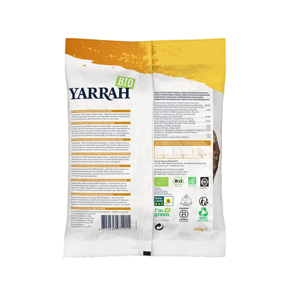 Yarrah Getrocknete Hühnerhälse Bio - 150 g von Yarrah