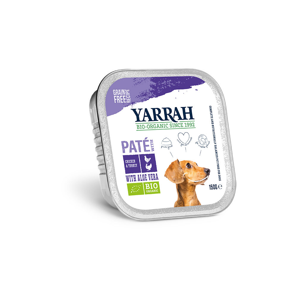Yarrah - Hundefutter Paté Huhn und Truthahn mit Aloe Vera Bio 12 x 150 g von Yarrah