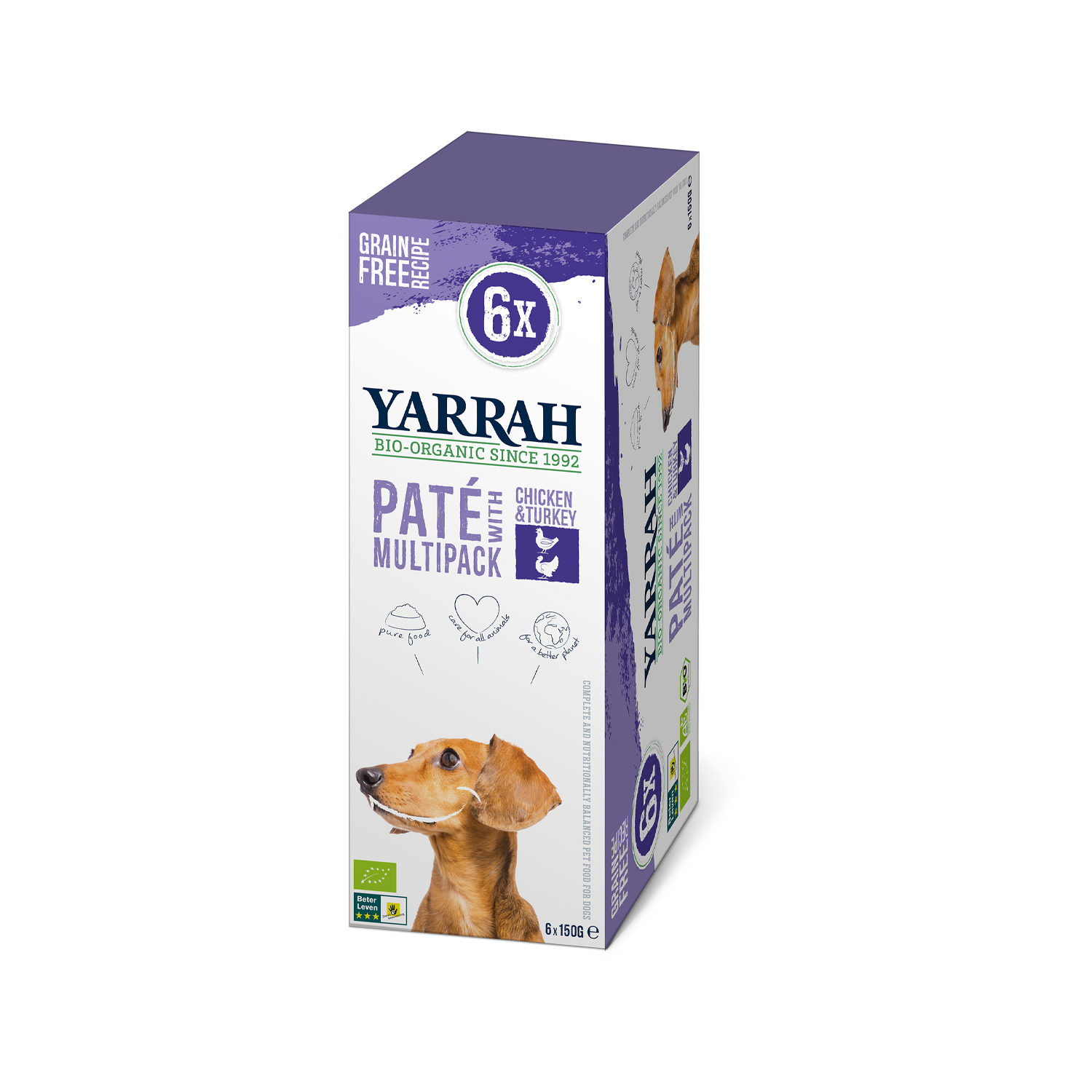 Yarrah Multipack Bio Paté Hundefutter - Schälchen - Huhn & Pute - 6 x 150 g von Yarrah