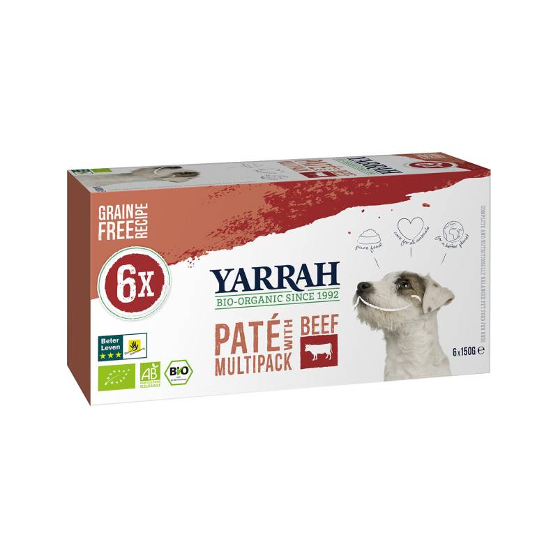 Yarrah Multipack Bio Paté Hundefutter - Schälchen - Rind - 6 x 150 g von Yarrah