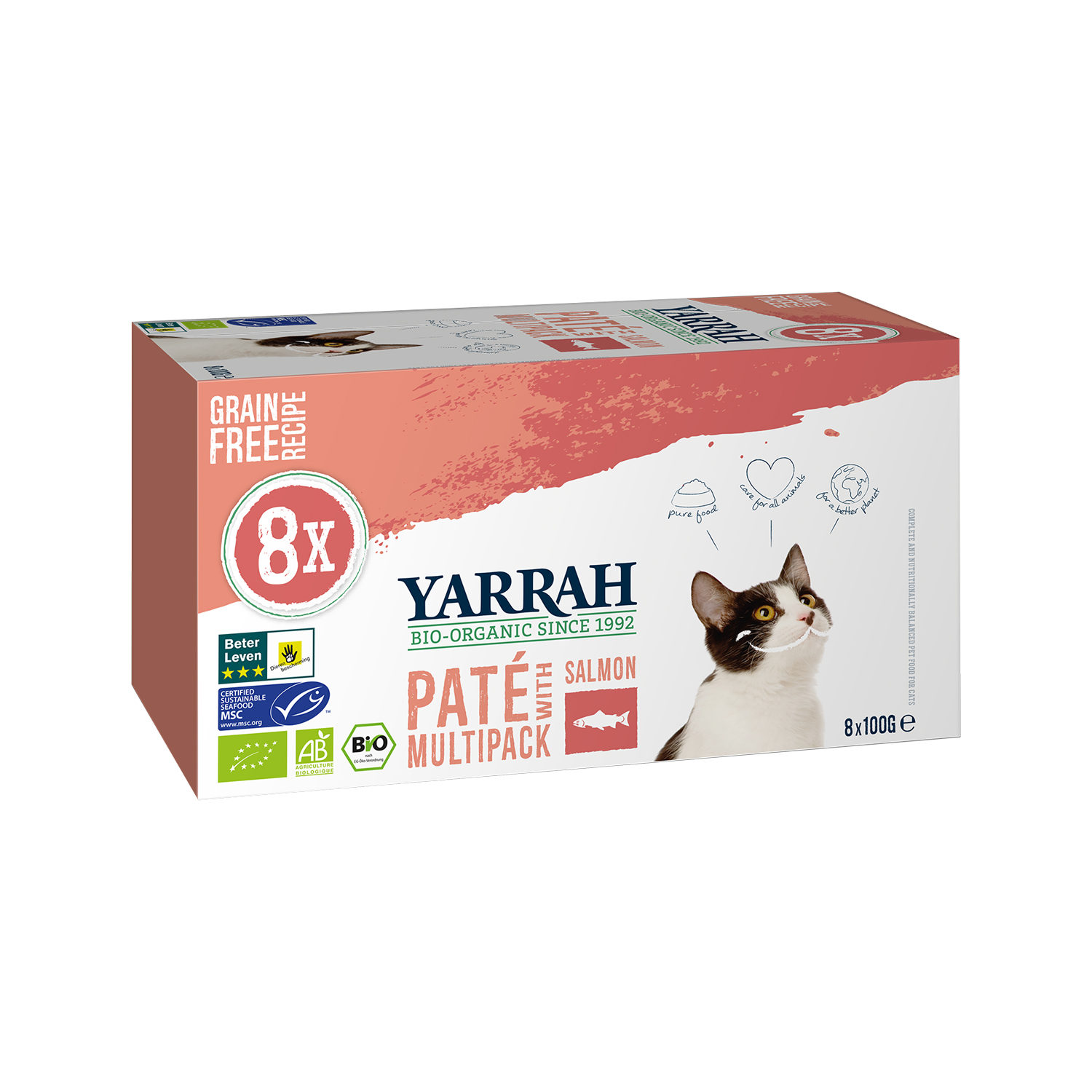 Yarrah Multipack Bio Paté Katzenfutter - Lachs - 8 x 100 g von Yarrah