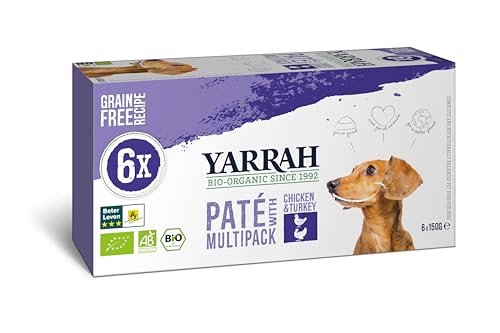 Yarrah Packung mit 6 Dosen Pastete mit Huhn und Truthahn Bio für Hunde, 6 x 150 g von Yarrah