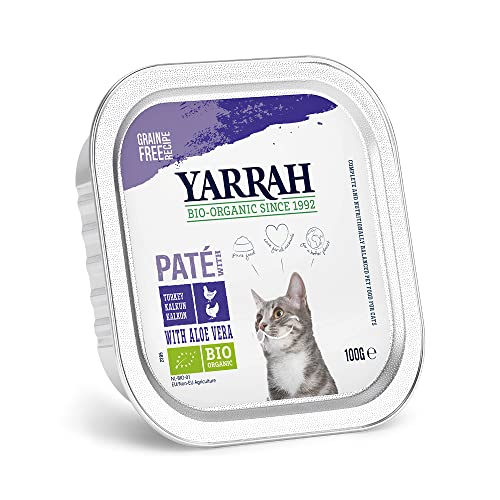Yarrah Pate Huhn Truthahn Aloe Vera 100g Bio Katzenfutter, 16er Pack (16 x 100g) von Yarrah