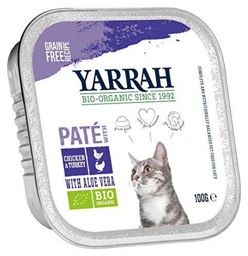 Yarrah Pate Huhn Truthahn Aloe Vera 100g Bio Katzenfutter, 16er Pack (16 x 100g) von Yarrah