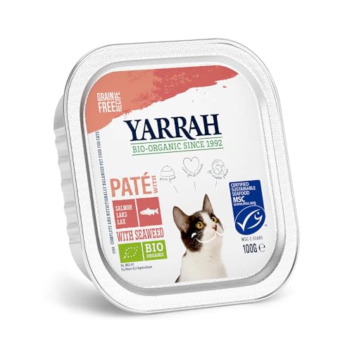 Yarrah Pate Lachs Saumon mit Seaweed 100g Bio Katzenfutter, 16er Pack (16 x 0.1 kg) von Yarrah