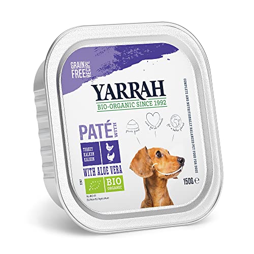 Yarrah Sehr schmackhafte, getreidefreie Pastete mit biologischem Huhn und Truthahn und zugesetzter Aloe Vera. Eignet Sich für Hunde Aller Rassen und Altersgruppen., 12*150g von Yarrah