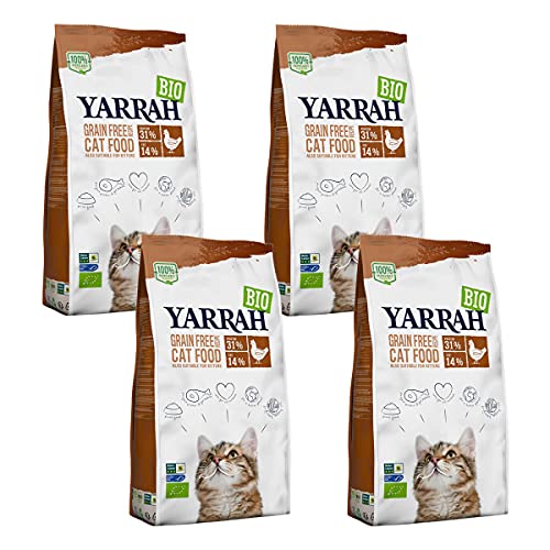 Yarrah - Trockenfutter getreidefrei mit Huhn & Fisch für Katzen Bio - 2,4 kg - 4er Pack von Yarrah