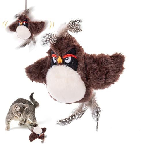 Katzenspielzeug Vogel Fliegt Elektrisch, Katzen Spielzeug mit Katzenminze, Aufladbar Interaktives Katzenspielzeug Selbstbeschäftigung, Flying Bird Cat Toy, Fliegender Vogel Spielzeug für Katzen von Yarteim