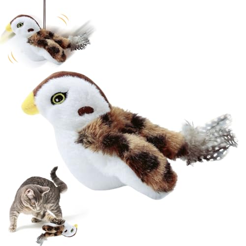 Katzenspielzeug Vogel Fliegt Elektrisch, Katzen Spielzeug mit Katzenminze, Aufladbar Interaktives Katzenspielzeug Selbstbeschäftigung, Flying Bird Cat Toy, Fliegender Vogel Spielzeug für Katzen von Yarteim