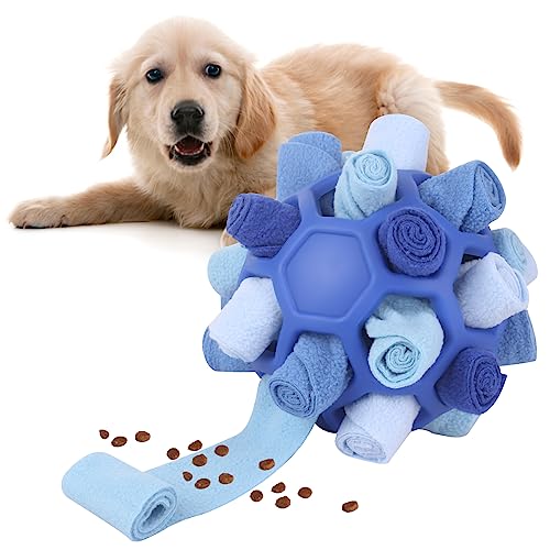 Yasdyri Schnüffelball für Hunde Schnüffelspielzeug für Hunde Waschbar Interaktive Hundespielzeug Ball Schnüffelteppich Ball für Große, Mittlere und Kleine Hunde Haustier (Blau) von Yasdyri