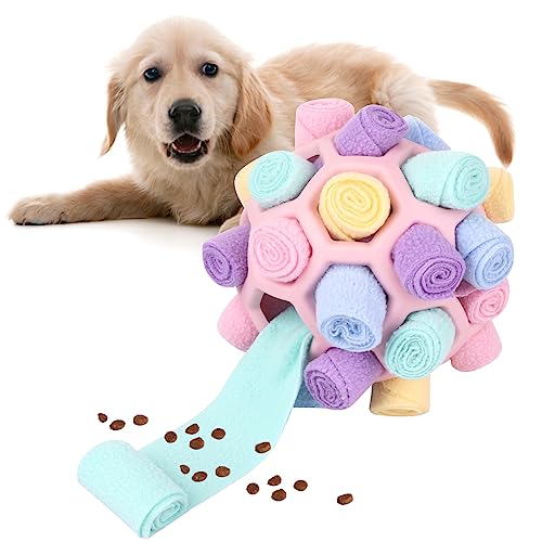 Yasdyri Schnüffelball für Hunde Schnüffelspielzeug für Hunde Waschbar Interaktive Hundespielzeug Ball Schnüffelteppich Ball für Große, Mittlere und Kleine Hunde Haustier (Rosa) von Yasdyri