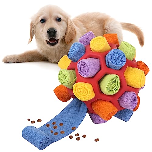 Yasdyri Schnüffelball für Hunde Schnüffelspielzeug für Hunde Waschbar Interaktive Hundespielzeug Ball Schnüffelteppich Ball für Große, Mittlere und Kleine Hunde Haustier (Rot) von Yasdyri