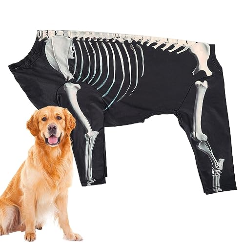 Halloween-Haustier-Skelett-Kostüm, Skelettkostüme für Hunde und Katzen, Hundekostüme für Halloween, Haustierkleidung, Haustiere verkleiden Overall, Halloween-Kostümzubehör von Yatlouba