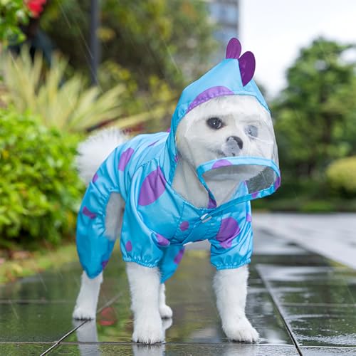 Regenmantel für Hunde mit transparenter Kapuze, wasserdichter Hunde-Overall, wasserabweisend, niedlicher Hunde-Kapuzenumhang, unverzichtbares Haustierzubehör von Yawdil