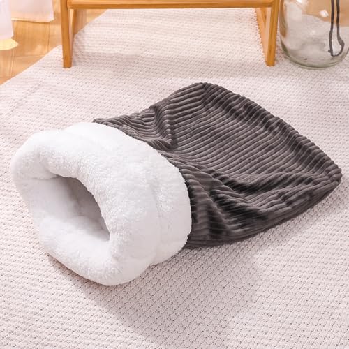 Yawdil Warmer Katzen Schlafsack Weiches Katzen Bett Bequemes Tunnel-Katzennest Geschlossenes Haustier Haus für Katzen Schöne Katze Nest Katzen zubehör von Yawdil