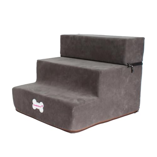 Hundetreppe Für Kleine Hunde, 3 Stufen Hunderampe, Rutschfeste Abnehmbare Haustiertreppe, Dunkelgrau Hundetreppe Für Kleine Hunde, 3 Stufen Hunderampe, Rutschfeste Abnehmbare Haustiertreppe, Dunkelgrau von Yaztauho