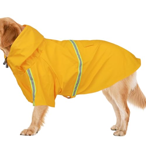 Yaztauho Hunde-Regenjacke, Hunde-Poncho-Regenmantel,Wasserdichter und winddichter Haustier-Regenmantel - Verstellbarer Haustier-Mantelponcho mit Kapuze und reflektierendem Streifen, gut sichtbare, von Yaztauho