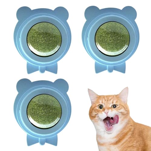 Yaztauho Silvervine Catnip Wandkugeln, Katzenfischwandkugeln für Katzen, Rotatable Extra Cat Energy Ball, Lick Safe Silvervine Ball Gesunde Katzenminze Unterhaltung Rotatable Spielzeug von Yaztauho
