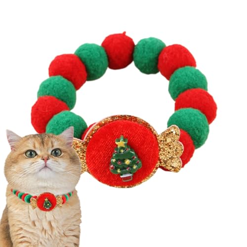 Yaztauho Weihnachtshalsbänder für Hunde, Weihnachtshalsband für Katzen | Niedliche Schleifen-Plüschball-Krawatten für Katzen - Weiche, farbenfrohe Hunde-Outfit-Dekorationen, verstellbares Yaztauho Weihnachtshalsbänder für Hunde, Weihnachtshalsband für Katzen | Niedliche Schleifen-Plüschball-Krawatten für Katzen - Weiche, farbenfrohe Hunde-Outfit-Dekorationen, verstellbares von Yaztauho