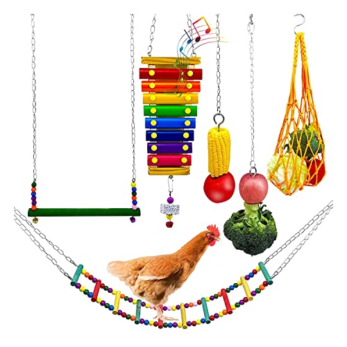 Ycagrain, 6 Stück für Stall, Hühnerschaukel und Xylophon, Spielzeug für Papageien, Huhn, buntes Leiterspielzeug Ycagrain, 6 Stück für Stall, Hühnerschaukel und Xylophon, Spielzeug für Papageien, Huhn, buntes Leiterspielzeug von Ycagrain