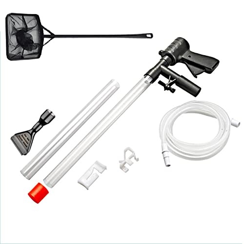 Ycagrain Aquarium Staubsauger Schnell Fisch Tank Siphon Reinigung Algen Schaber Druck Taste Wasserwechsler Fischnetz Kit von Ycagrain