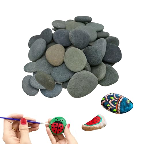 YceLon 30 Stück Steine Zum Bemalen, Flache Kieselsteine 1-3 cm für DIY-Projekte, Natürliche Malsteine für Kinder und Erwachsene, Kreatives Bastelmaterial von YceLon