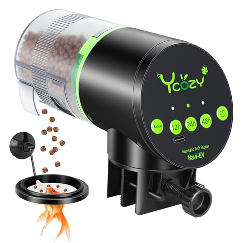 Ycozy Futterautomat Aquarium Steckernetzteil mit Typ-C-Kabel Automatischer Fischfutterspender Urlaub Fisch Futterautomaten Betta/Schildkröten Feuchtigkeitsdichter Container mit Schwimmende von Ycozy