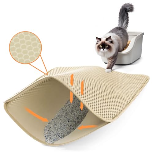 Ycozy Katzenklo Matte Groß 62 x 42cm Katzenstreu Matte für Toilette Oxford-Stoff Unterleger Waben Katzenklo Vorleger Wasserdicht/Urinbeständig Streukontrolle von Ycozy
