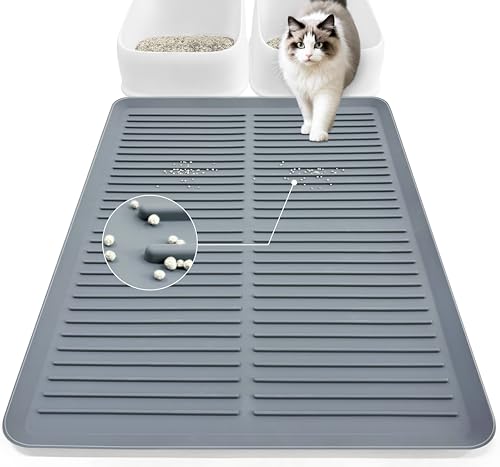 Ycozy Katzenklo Matte Silikon, 68×50cm, Anti-Rutsch & Lebensmittelgeeignet Silikon Katzenstreu Matte, wasserdichte & Leicht zu Reinigen Katzentoilette Matte von Ycozy